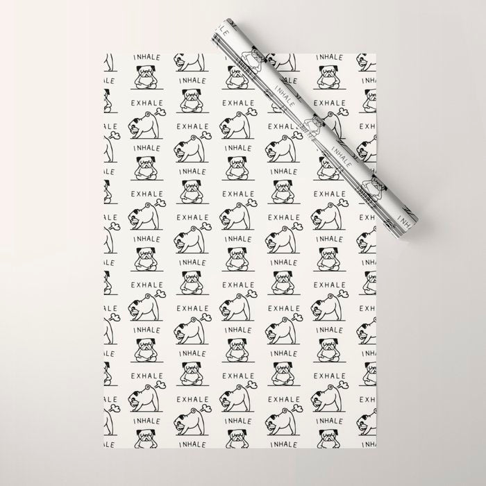 Inhale Exhale Pug Wrapping Paper Gallery Image 1