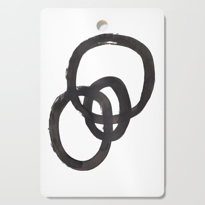'And I Op' Minimalist Ink Line Drawing Abstract Black Brush Strokes Modern Funky Maze by Ejaaz Haniff  Cutting Board Gallery Image 1