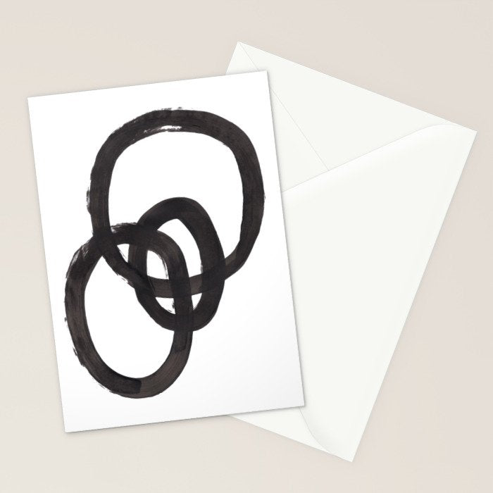 'And I Op' Minimalist Ink Line Drawing Abstract Black Brush Strokes Modern Funky Maze by Ejaaz Haniff  Stationery Card Gallery Image 2