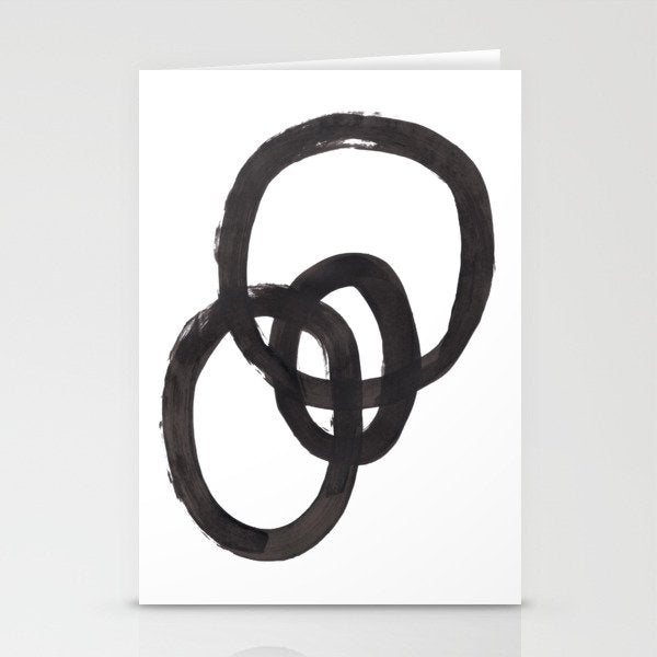 'And I Op' Minimalist Ink Line Drawing Abstract Black Brush Strokes Modern Funky Maze by Ejaaz Haniff  Stationery Card Gallery Image 1