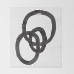 'And I Op' Minimalist Ink Line Drawing Abstract Black Brush Strokes Modern Funky Maze by Ejaaz Haniff  Throw Blanket Gallery Image 2