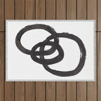 'And I Op' Minimalist Ink Line Drawing Abstract Black Brush Strokes Modern Funky Maze by Ejaaz Haniff  Outdoor Rug Gallery Image 1