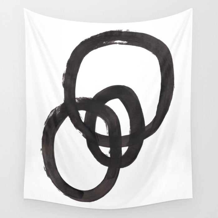 'And I Op' Minimalist Ink Line Drawing Abstract Black Brush Strokes Modern Funky Maze by Ejaaz Haniff  Wall Tapestry Gallery Image 4