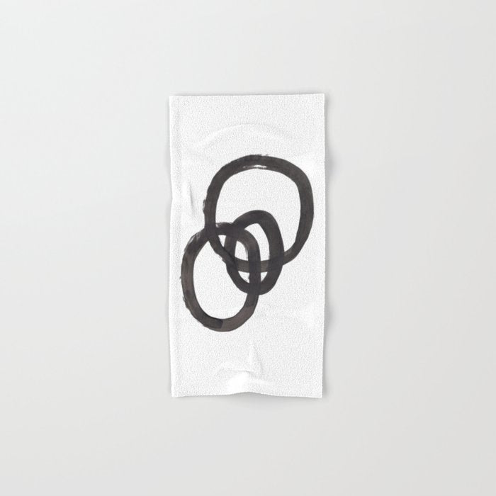 'And I Op' Minimalist Ink Line Drawing Abstract Black Brush Strokes Modern Funky Maze by Ejaaz Haniff  Bath Towel Gallery Image 1
