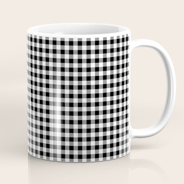 Black White Gingham Check Coffee Mug Gallery Image 1