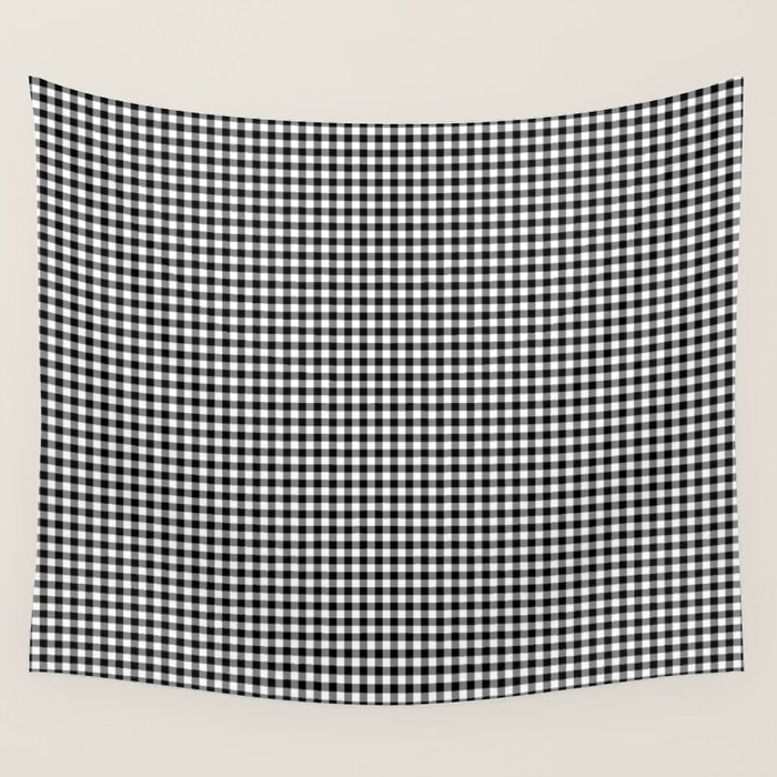 Black White Gingham Check Wall Tapestry Gallery Image 4