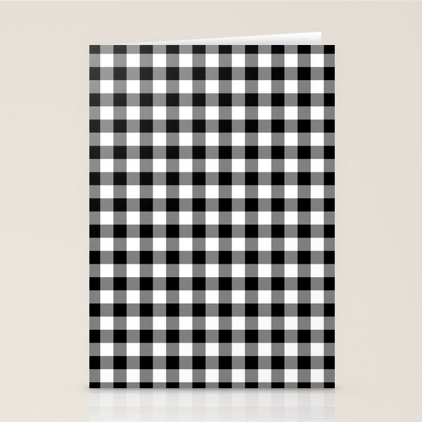 Black White Gingham Check Stationery Card Gallery Image 1