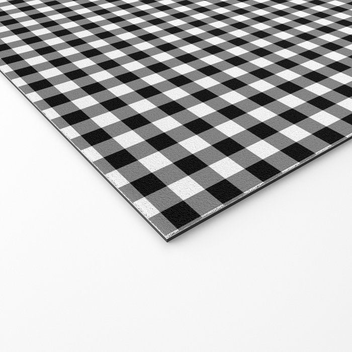Black White Gingham Check Welcome Mat Gallery Image 2