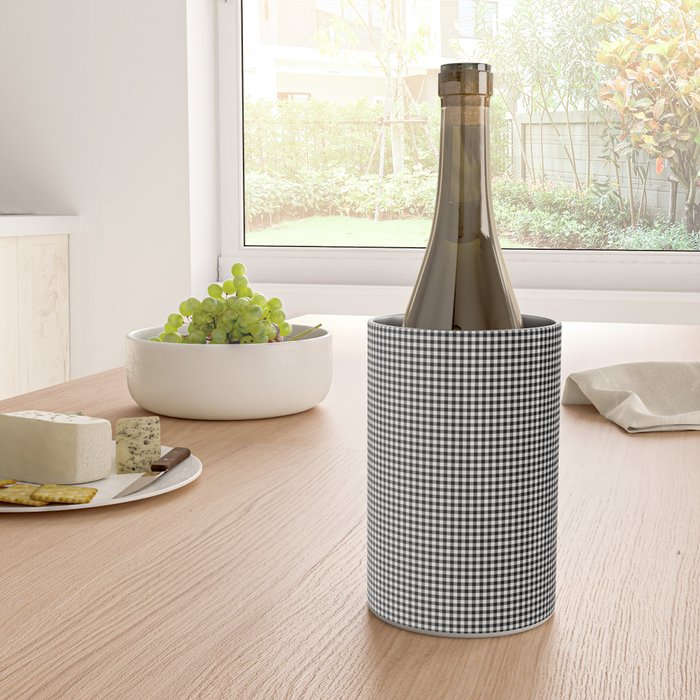 Black White Gingham Check Wine Chiller Gallery Image 4
