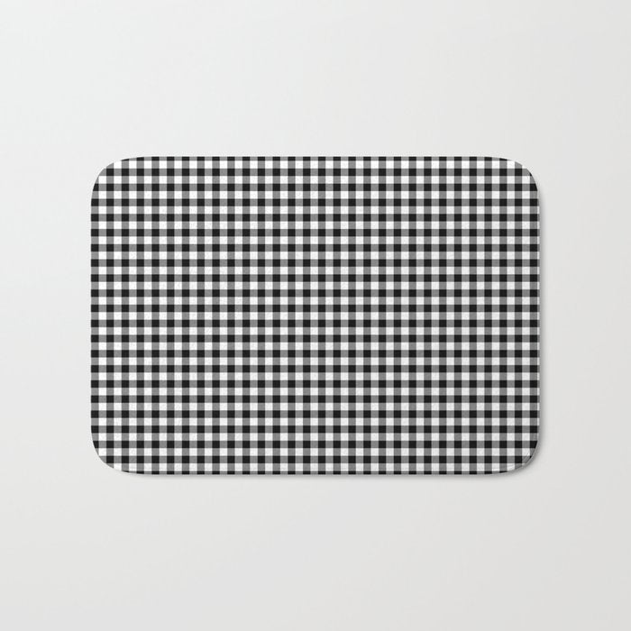Black White Gingham Check Bath Mat Gallery Image 1