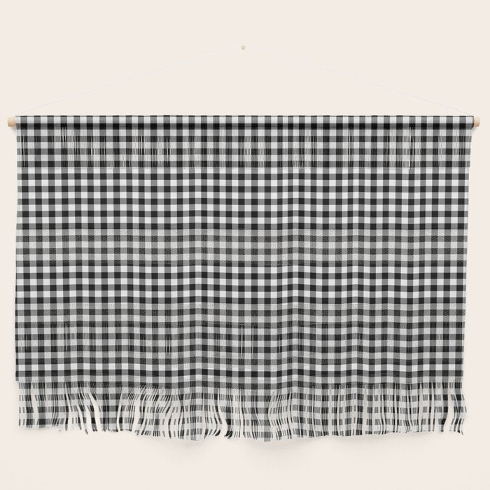 Black White Gingham Check Wall Hanging Gallery Image 1