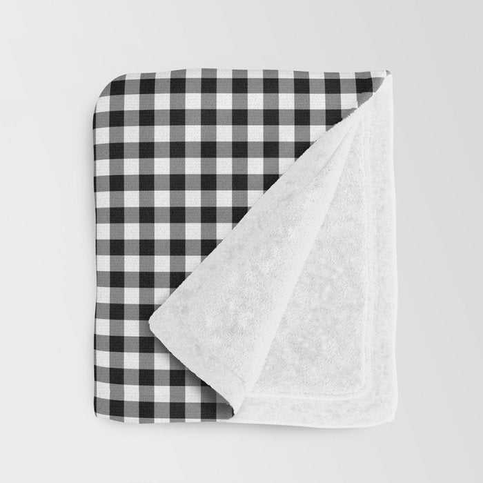 Black White Gingham Check Throw Blanket Gallery Image 3
