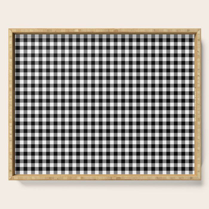 Black White Gingham Check Serving Tray Gallery Image 1