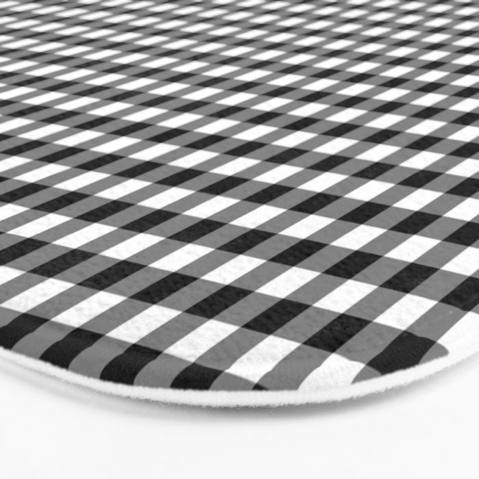 Black White Gingham Check Bath Mat Gallery Image 3