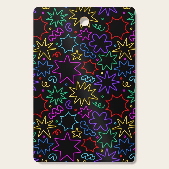 Colorful fun star doodle pattern Cutting Board Gallery Image 1