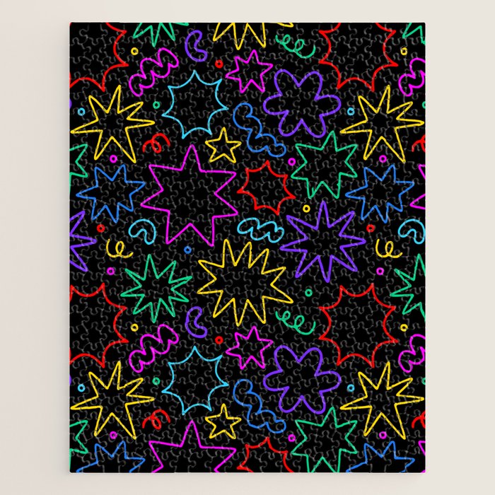 Colorful fun star doodle pattern Jigsaw Puzzle Gallery Image 1