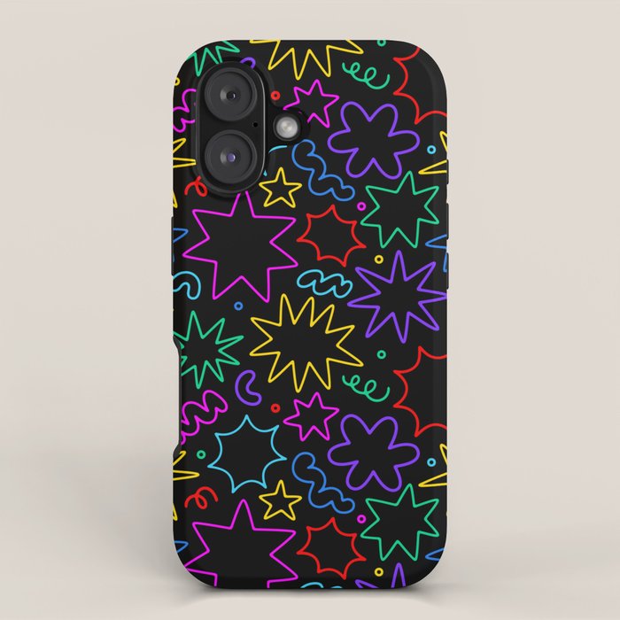 Colorful fun star doodle pattern iPhone Case Gallery Image 1