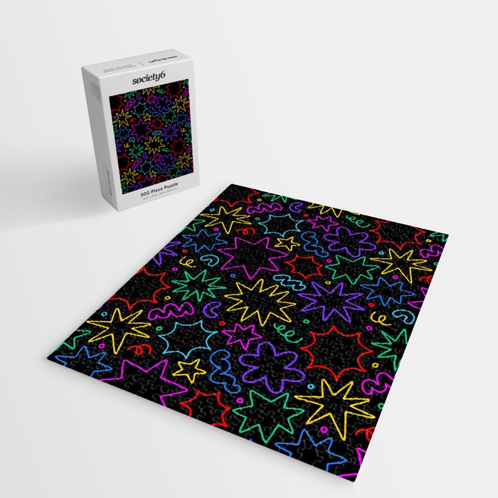 Colorful fun star doodle pattern Jigsaw Puzzle Gallery Image 2