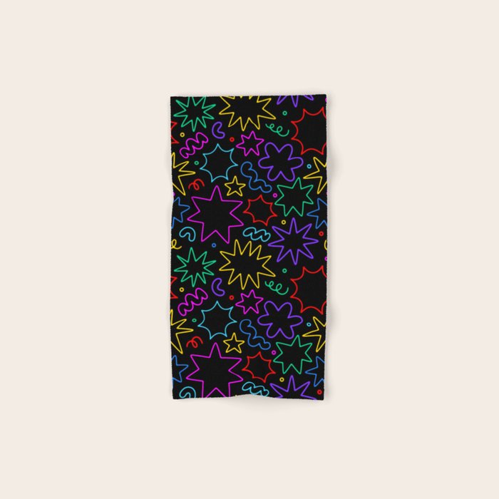 Colorful fun star doodle pattern Bath Towel Gallery Image 1