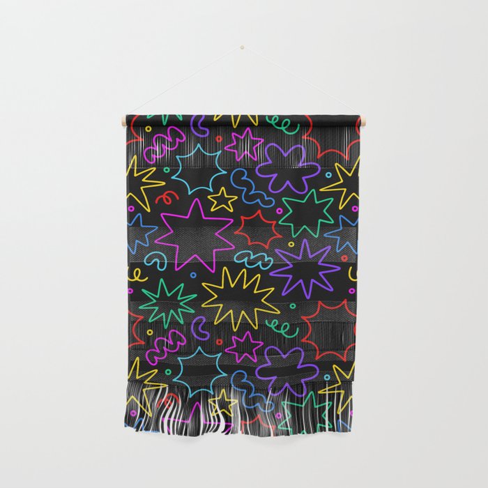 Colorful fun star doodle pattern Wall Hanging Gallery Image 1