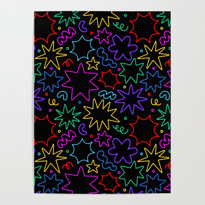 Colorful fun star doodle pattern Poster Gallery Image 4