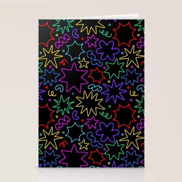 Colorful fun star doodle pattern Stationery Card Gallery Image 2
