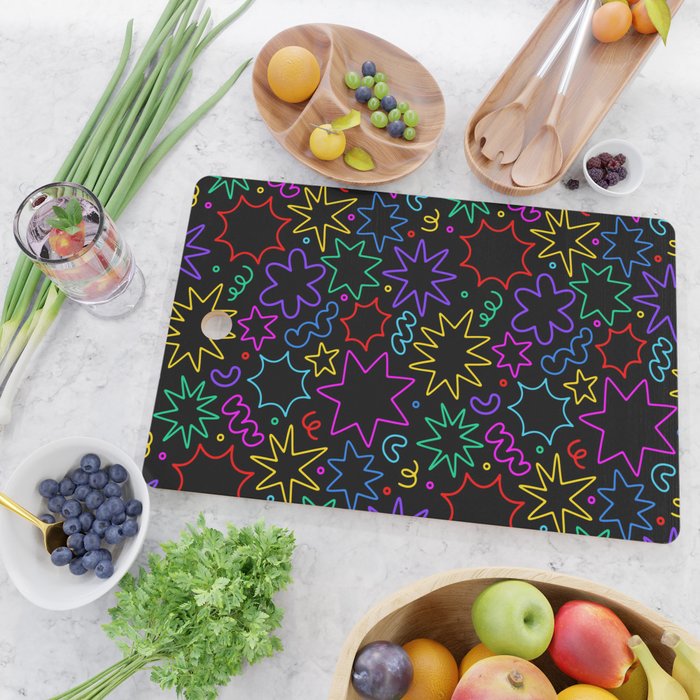 Colorful fun star doodle pattern Cutting Board Gallery Image 2