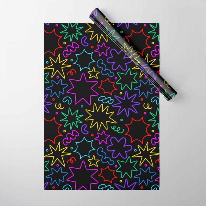 Colorful fun star doodle pattern Wrapping Paper Gallery Image 1
