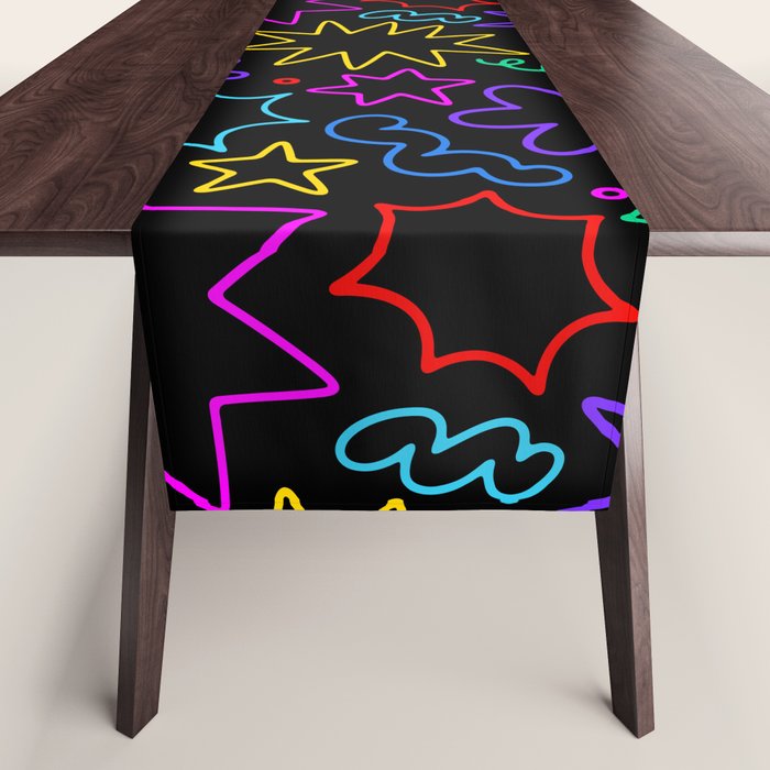 Colorful fun star doodle pattern Table Runner Gallery Image 1