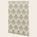 Marigold - sage and dusty blue on linen Wallpaper Gallery Image 2