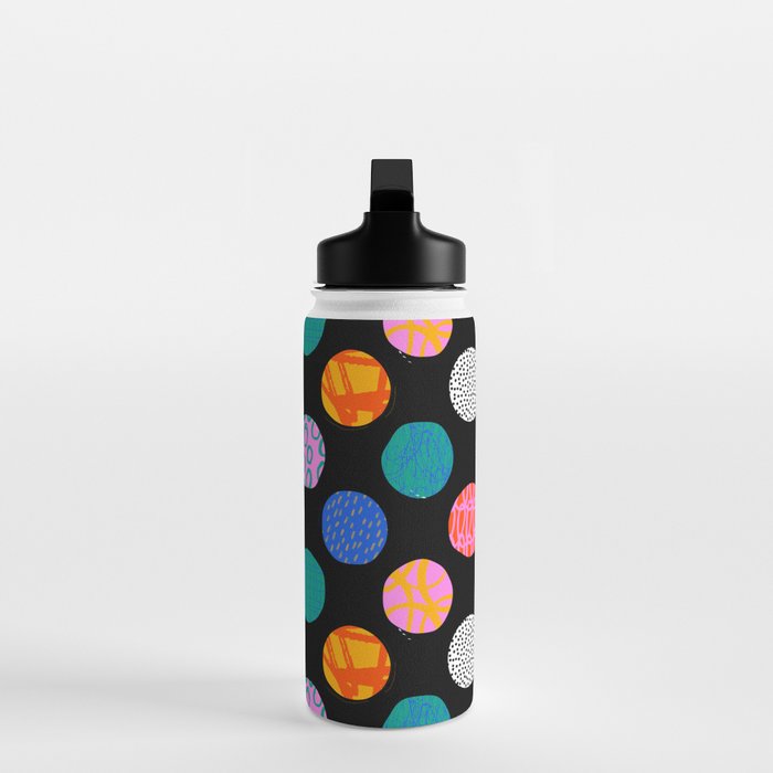Colorful abstract art polka dot pattern Water Bottle Gallery Image 3