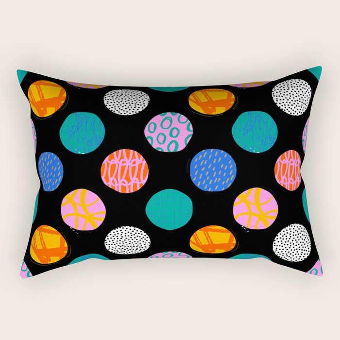Colorful abstract art polka dot pattern Rectangular Pillow Gallery Image 1