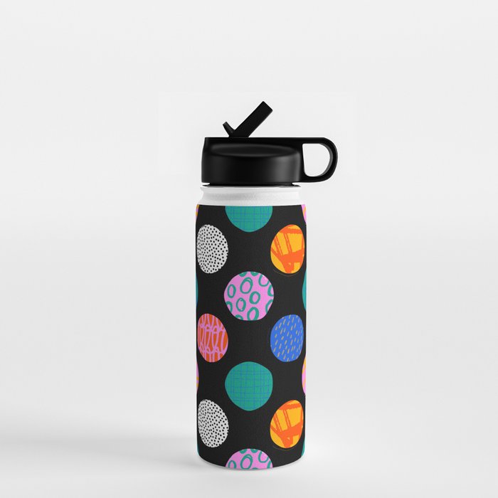 Colorful abstract art polka dot pattern Water Bottle Gallery Image 1