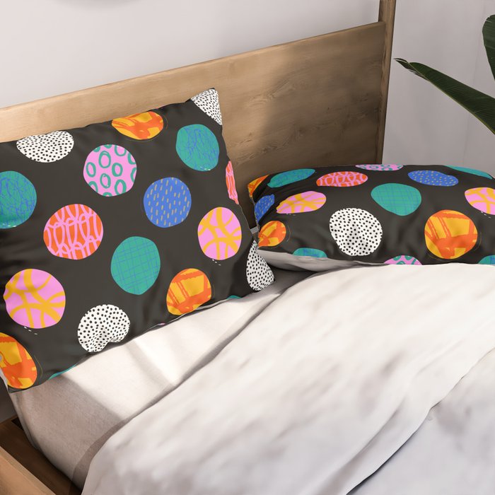 Colorful abstract art polka dot pattern Pillow Sham Gallery Image 2