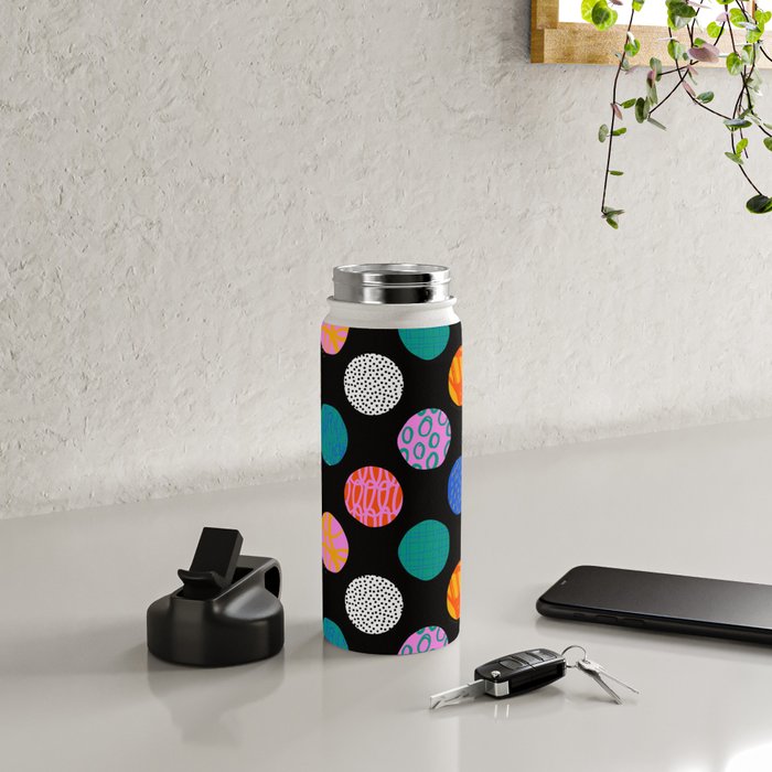Colorful abstract art polka dot pattern Water Bottle Gallery Image 4