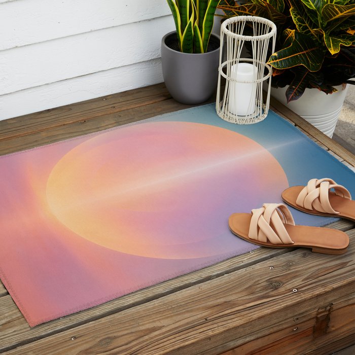 Celestial Sun and Moon Boho Spiritual Abstract Meditation Art Outdoor Rug Gallery Image 2