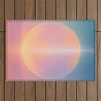 Celestial Sun and Moon Boho Spiritual Abstract Meditation Art Outdoor Rug Gallery Image 1