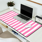 Pink and White Cabana Stripes Palm Beach Preppy Desk Mat Gallery Image 2