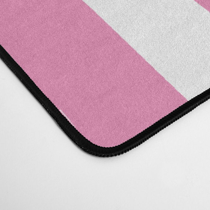 Pink and White Cabana Stripes Palm Beach Preppy Desk Mat Gallery Image 4