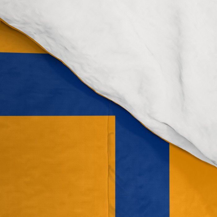 Fusion Abstract Modern Geometric Minimalist Pattern in White, Navy Blue, and Orange Yellow Marigold Comforter Gallery Image 4