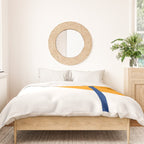 Fusion Abstract Modern Geometric Minimalist Pattern in White, Navy Blue, and Orange Yellow Marigold Duvet Cover Gallery Image 3