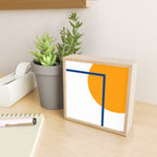 Fusion Abstract Modern Geometric Minimalist Pattern in White, Navy Blue, and Orange Yellow Marigold Mini Art Print Gallery Image 2