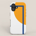 Fusion Abstract Modern Geometric Minimalist Pattern in White, Navy Blue, and Orange Yellow Marigold iPhone Case Gallery Image 1