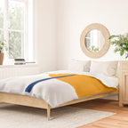 Fusion Abstract Modern Geometric Minimalist Pattern in White, Navy Blue, and Orange Yellow Marigold Duvet Cover Gallery Image 2