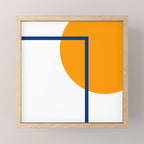 Fusion Abstract Modern Geometric Minimalist Pattern in White, Navy Blue, and Orange Yellow Marigold Mini Art Print Gallery Image 1