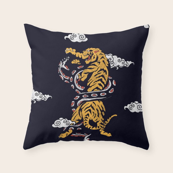 Tiger vs Snake Throw Pillow Gallery Image 1