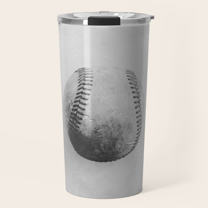 Vintage Baseball Black and White Travel Mug Gallery Image 1