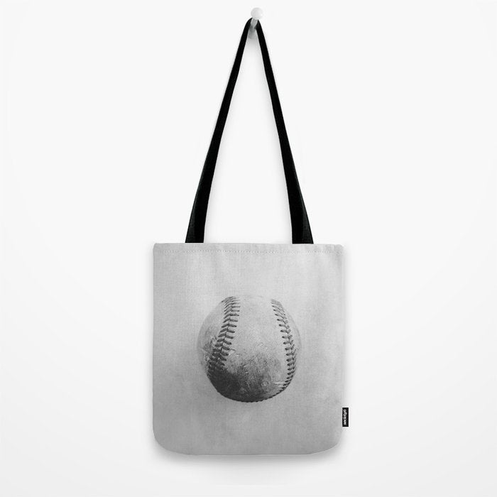 Vintage Baseball Black and White Tote Bag Gallery Image 2