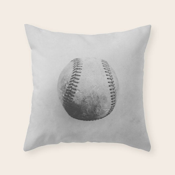 Vintage Baseball Black and White Throw Pillow Gallery Image 6