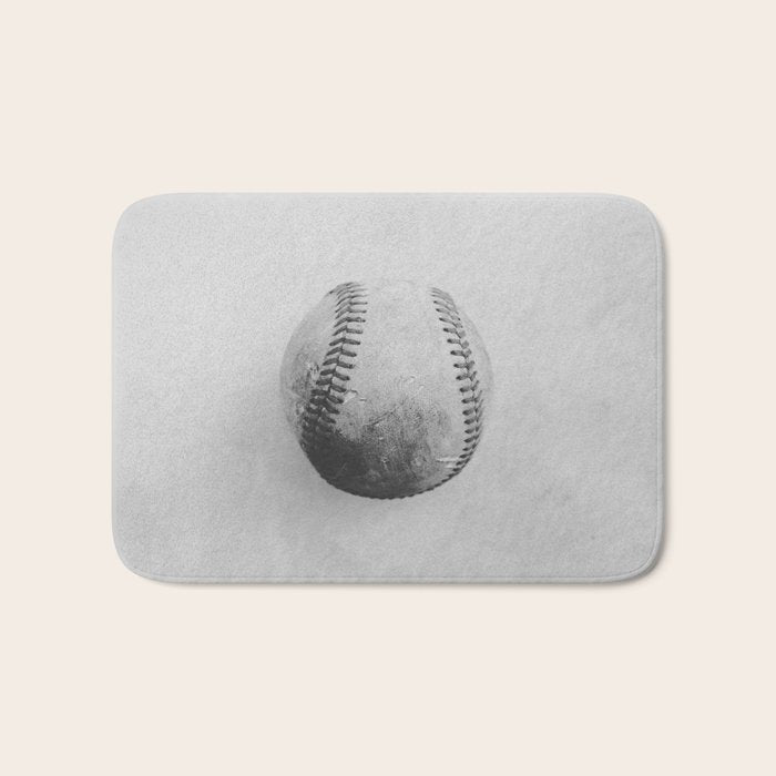 Vintage Baseball Black and White Bath Mat Gallery Image 1